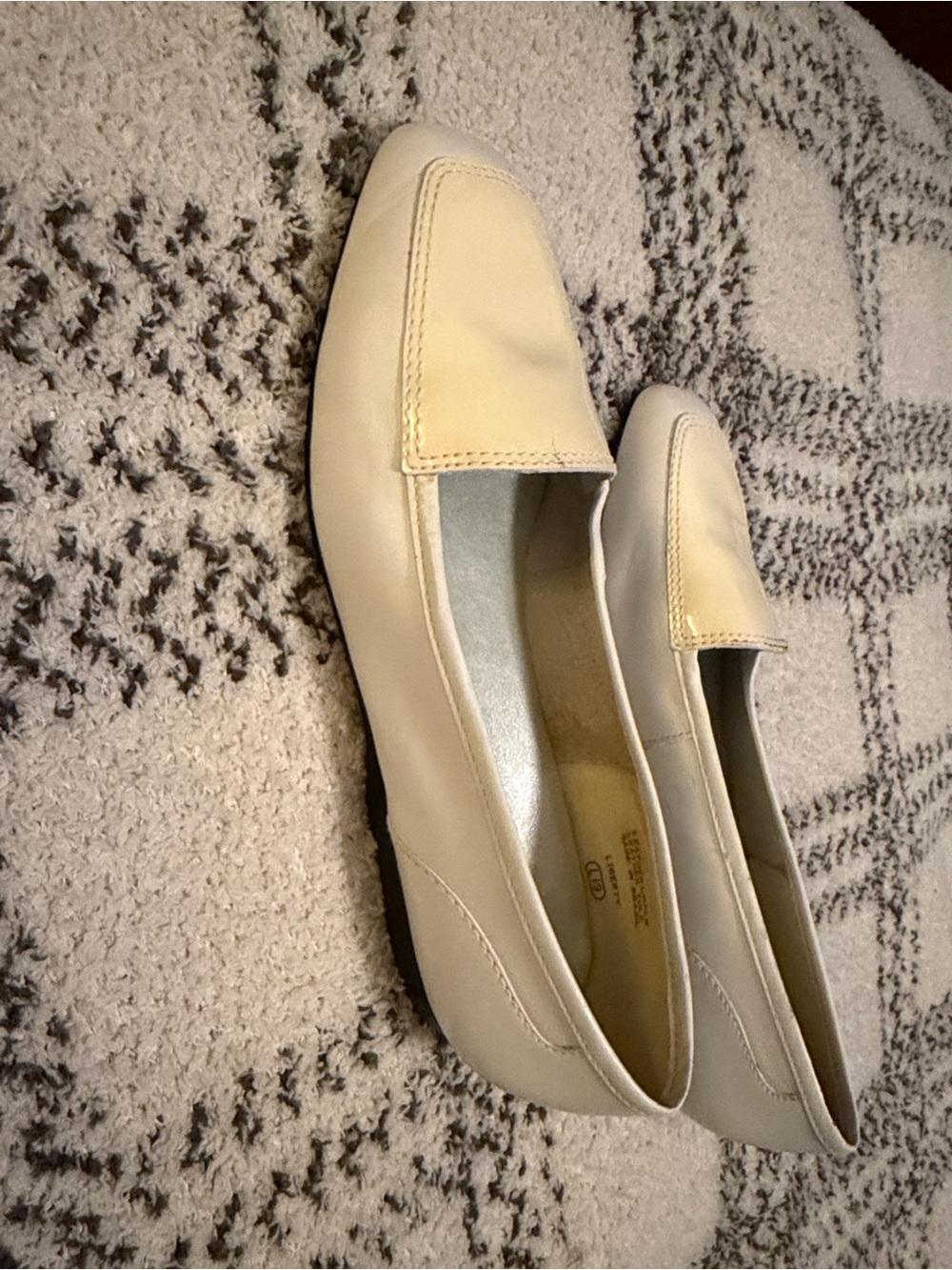 Enzo Angiolini Cream Square-Toe Leather Loafers